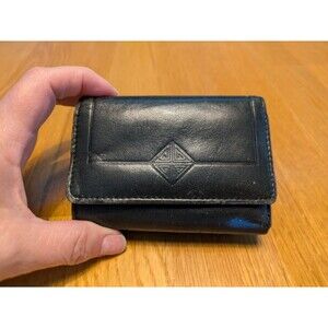 Vintage Princess Gardner Black Leather Wallet With Kiss Coin Purse 4"X3"